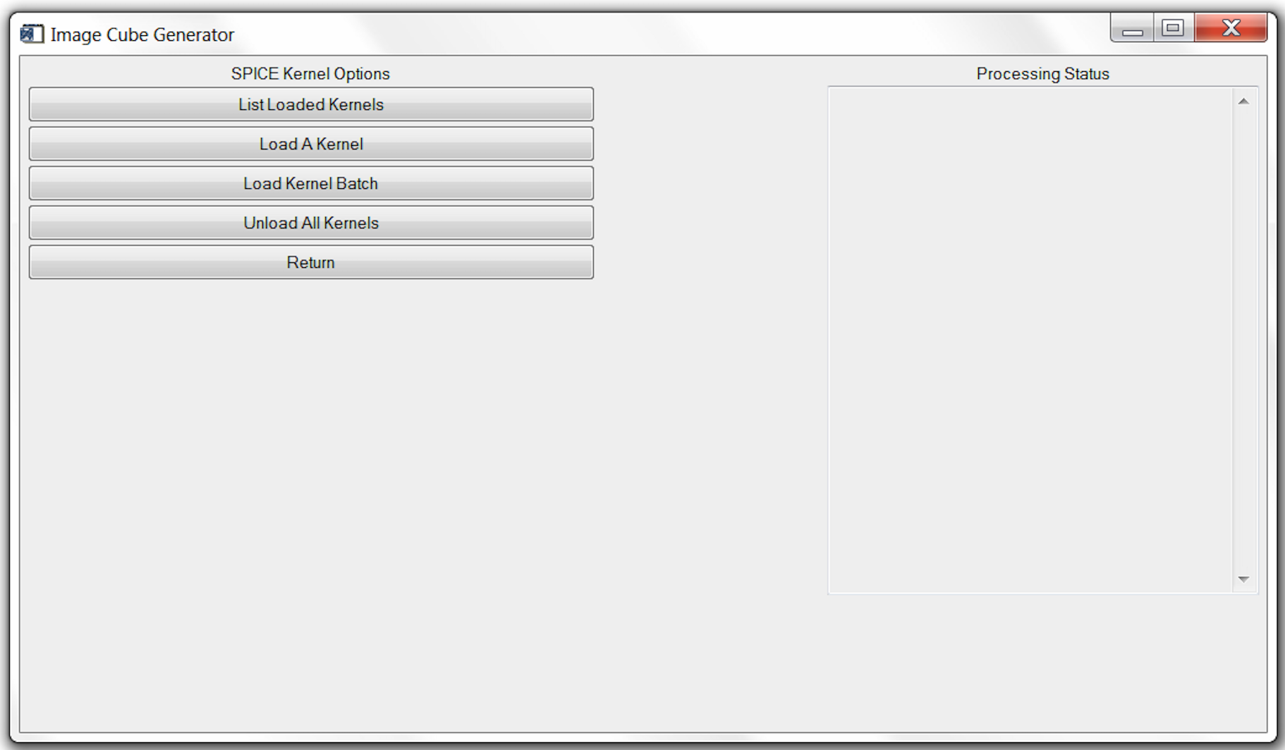 SPICE Kernel Options menu.